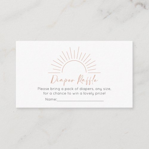 Boho Sun Baby Shower Diaper Raffle Enclosure Card