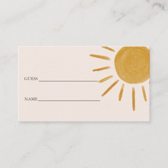 Boho Sun  Baby Shower Guess How Many Enclosure Card (Front)