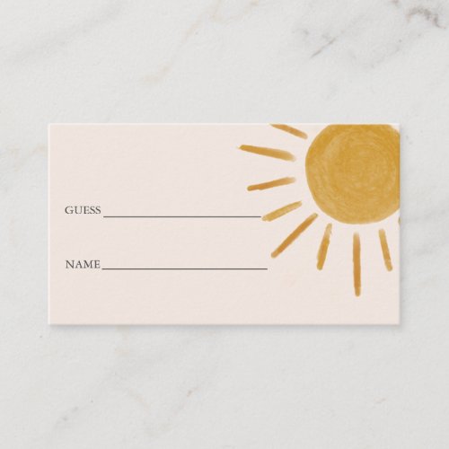 Boho Sun  Baby Shower Guess How Many Enclosure Card