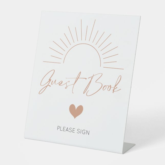 Boho Sun Baby Shower Guest Book Pedestal Sign (Front)