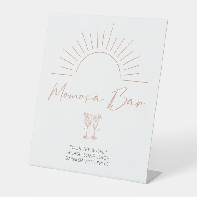 Boho Sun Baby Shower Momosa Bar Pedestal Sign (Front)