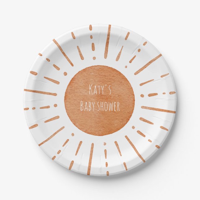 Boho Sun Baby shower  Paper Plates (Front)