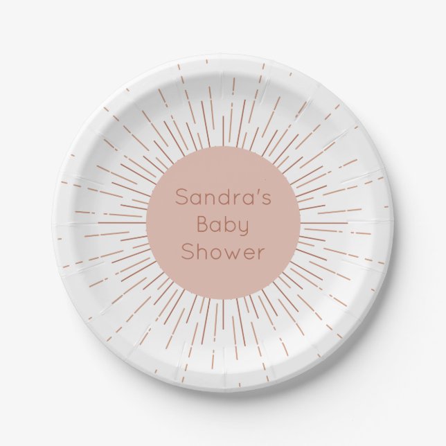 Boho Sun Baby Shower Paper Plates (Front)