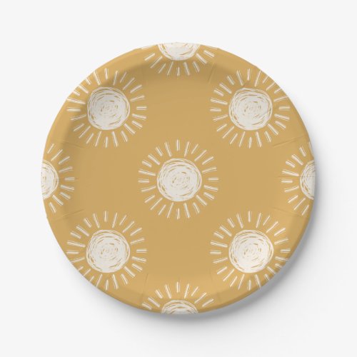 Boho Sun Baby Shower Paper Plates