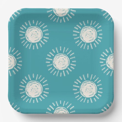 Boho Sun Baby Shower Paper Plates