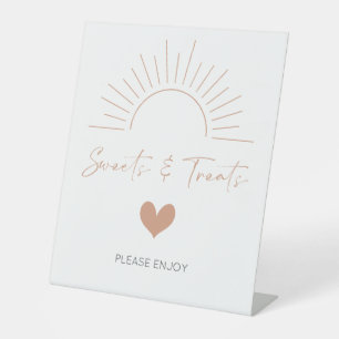 Boho Sun Baby Shower Sweets and Treats Pedestal Sign