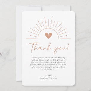 Boho Sun Baby Shower Thank You Card