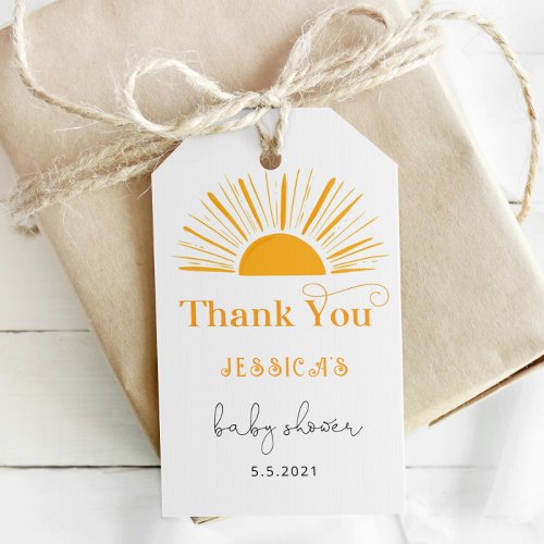 Boho sun baby shower thank you gift tags