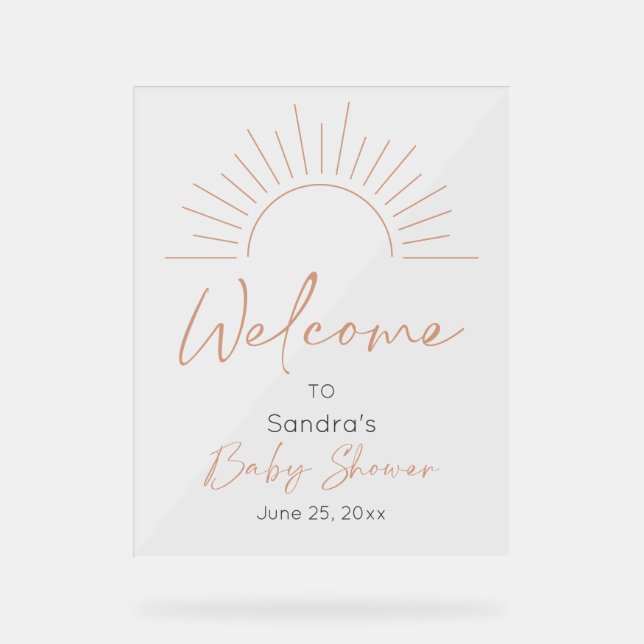 Boho Sun Baby Shower Welcome Sign (Front)
