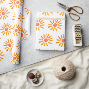 Boho Sun Birthday Baby Shower Gender Neutral Girl Wrapping Paper