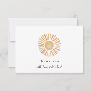 Boho Sun Birthday, Sunshine 1st Birthday Thank You Card