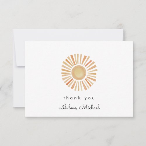 Boho Sun Birthday Sunshine 1st Birthday Thank You Card