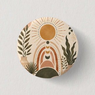 Boho Sun & Botanical Art Button