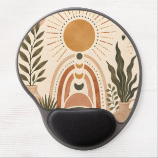Boho Sun & Botanical Art Gel Mouse Pad