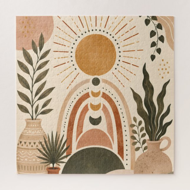Boho Sun & Botanical Art Jigsaw Puzzle (Vertical)