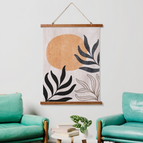 Boho sun botanical plant art abstract minimal hanging tapestry