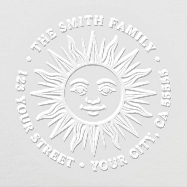 Boho sun character return address embosser (Design)