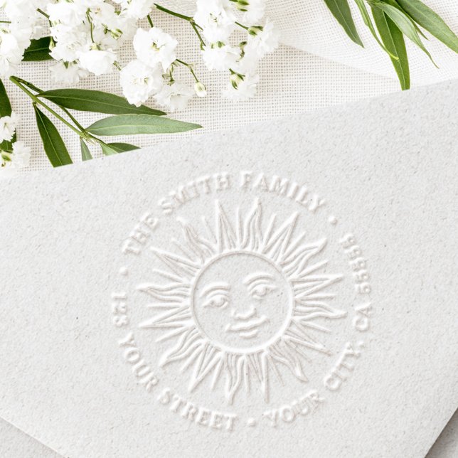 Boho sun character return address embosser (Boho sun character return address embosser)