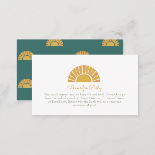 Boho Sun Colorful Baby Shower Books for Baby  Enclosure Card