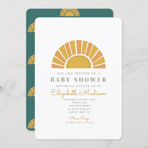Boho Sun Colorful Baby  Shower Invitation
