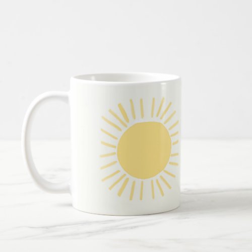 Boho sun design in yellow coffee mug