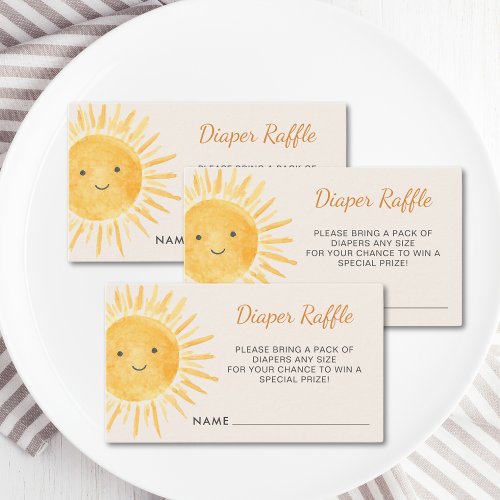 Boho Sun Diaper Raffle Ticket Baby Shower Enclosure Card