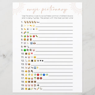 Boho Sun Emoji Books Baby Shower Game