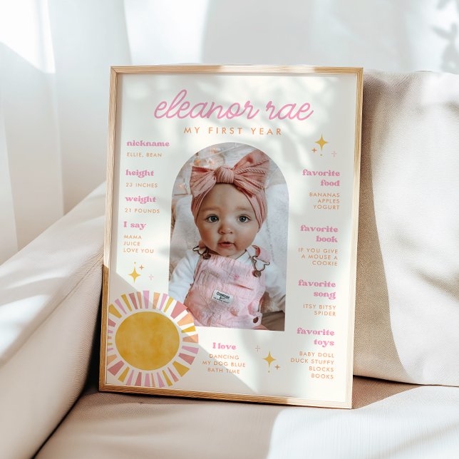 Boho Sun First Birthday Milestone Sign (Creator Uploaded)