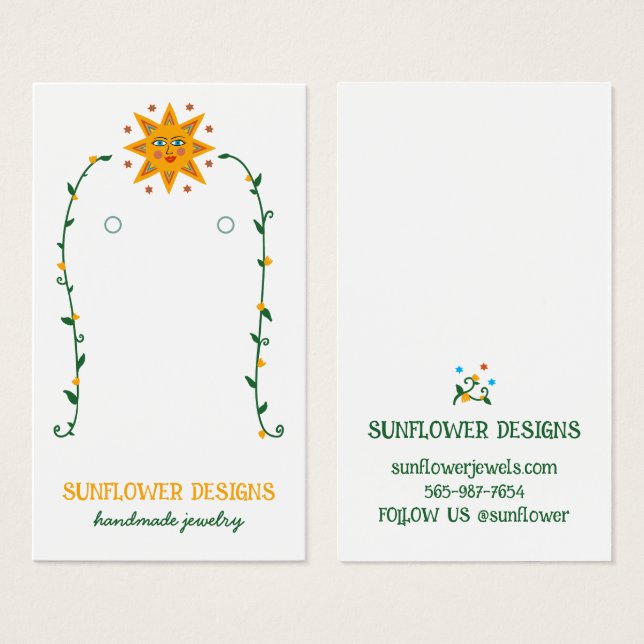 BOHO SUN Flowers Earring Jewelry Display Card (Front & Back)