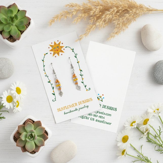 BOHO SUN Flowers Earring Jewelry Display Card (BOHO SUN Hand-drawn Flowers Earring Jewelry Display Card
)
