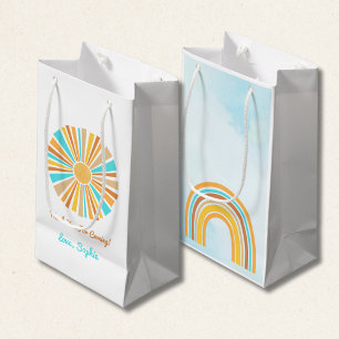 Boho Sun, Here Comes The Son, Retro Rainbow Small Gift Bag