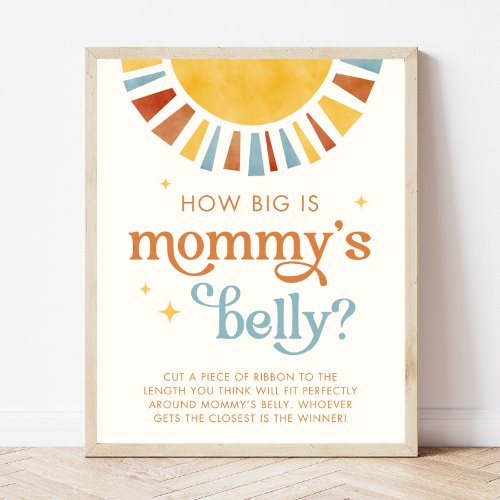 Boho Sun How Big is Mommys Belly Game Sign