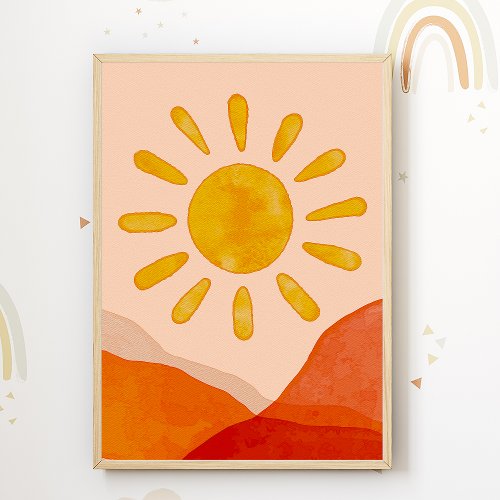 Boho Sun Kids Room Poster Cute Nursery Print