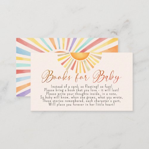 Boho Sun Little Ray of Sunshine Books for Baby Enclosure Card