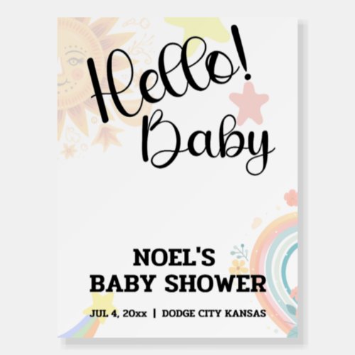 Boho Sun Minimal Baby Shower Welcome Foam Boards