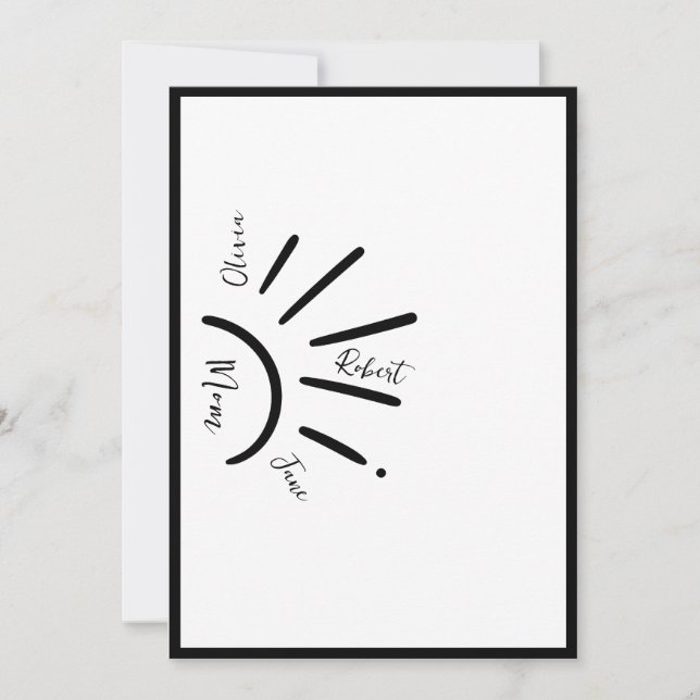 Boho Sun Mom & Kids Sun Rays Holiday Card (Front)