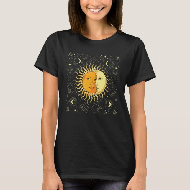 Boho Sun Moon Celestial Bodies Astronomy Universe  T-Shirt (Front)