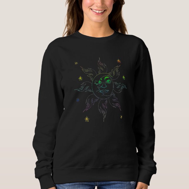 Boho Sun Moon Celestial Body Astronomy Universe As Sweatshirt (Front)