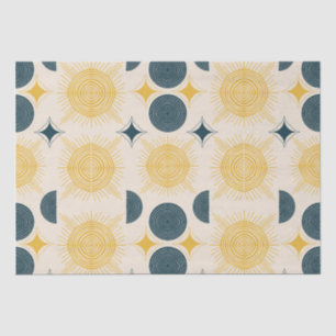 Boho Sun Moon Stars Blue Yellow Tissue Paper