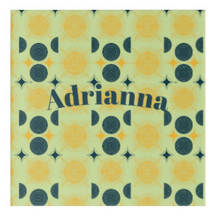 Boho Sun Moon Stars Mint Blue Yellow Personalized Acrylic Print