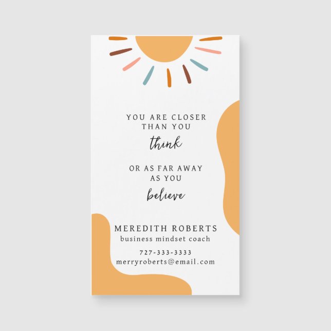 Boho Sun Motivational Quote Business Card Magnet (Front)