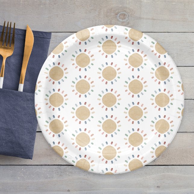 Boho Sun Paper Plates (Boho Sun Baby Shower Paper Plates
)