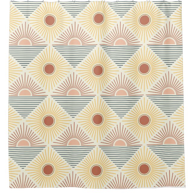Boho Sun Pattern  Shower Curtain (Front)
