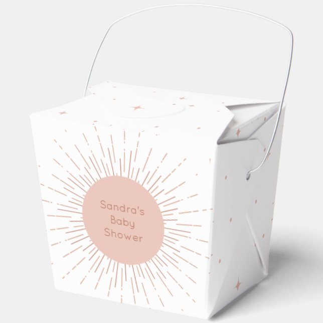 Boho Sun Pink Baby Shower Favor Boxes (Front)