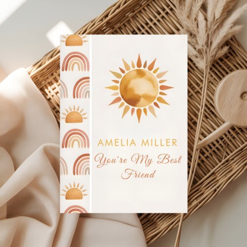 Boho Sun &amp; Rainbow Best Friend Greeting Card