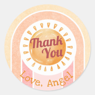 Boho Sun Rainbow Girls First Birthday Classic Round Sticker