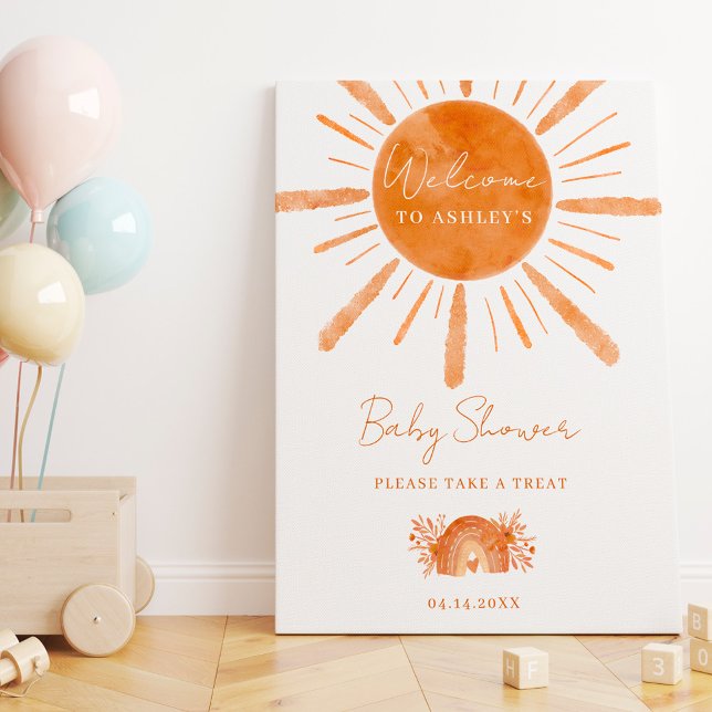 Boho sun rainbow orange welcome baby shower foam board (Creator Uploaded)