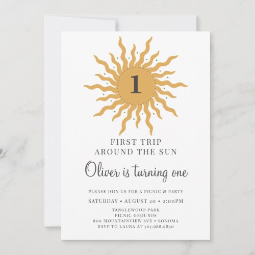 Boho Sun Rays 1st Birthday Party Invitation