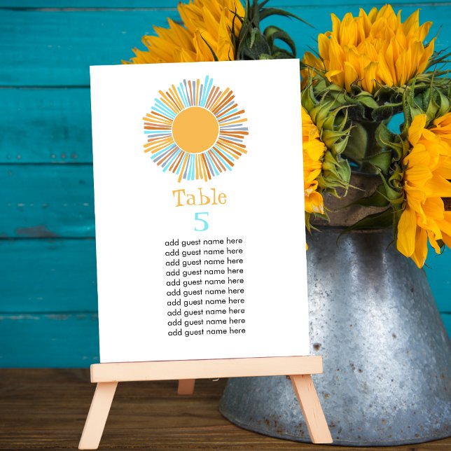 Boho Sun Retro Boho Sunshine Table Number (Creator Uploaded)