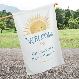 Boho Sun Sunshine Baby Shower Welcome  House Flag